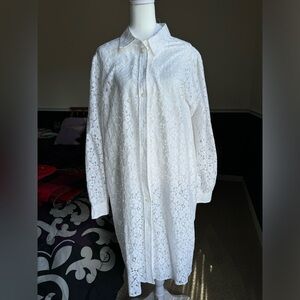 Gap White Lace Shirt Dress NWT